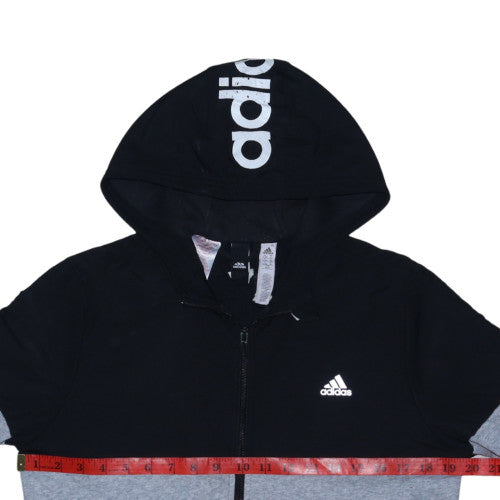 adidas Boys Black Grey Full Zip Hoodie Size 15-16 Years Cotton Blend
