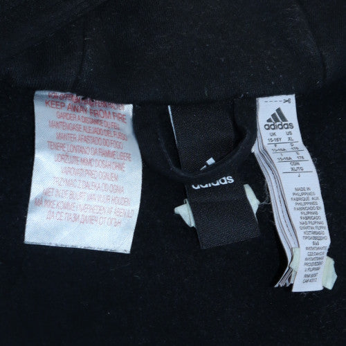 adidas Boys Black Grey Full Zip Hoodie Size 15-16 Years Cotton Blend