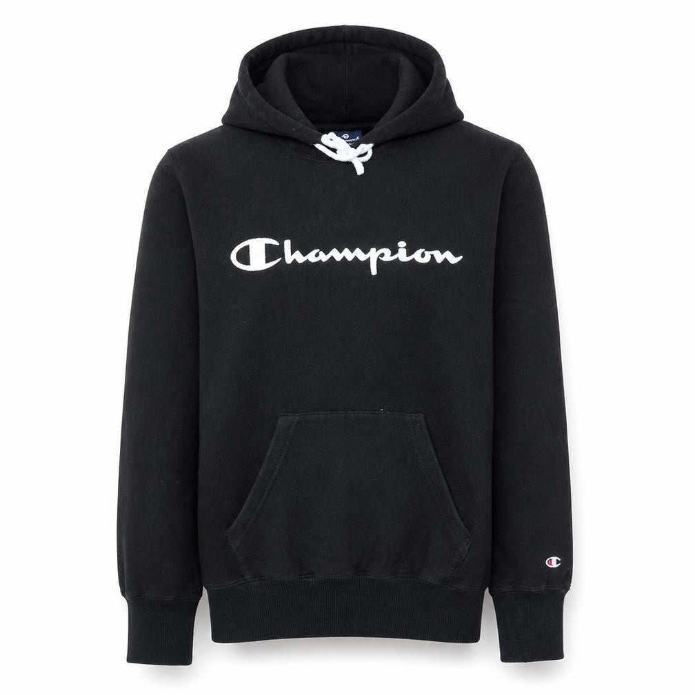 Champion Men's Black Pullover Hoodie Small Cotton Logo Sportswear