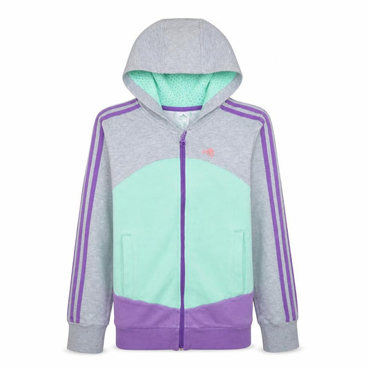 Adidas Girls Grey Colourblock Full Zip Hoodie Age 13-14 Years