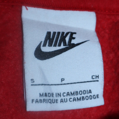 Nike Men's Red Pullover Hoodie Size S Fleece Logo Sweatshirt