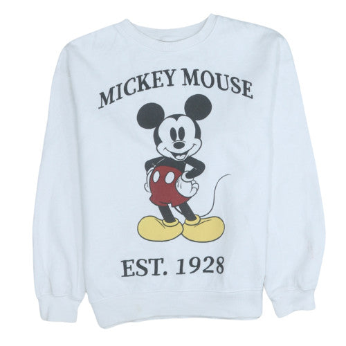 H&M Disney Mickey Mouse White Sweatshirt Women Teens UK 12-14 Crew Neck Pullover