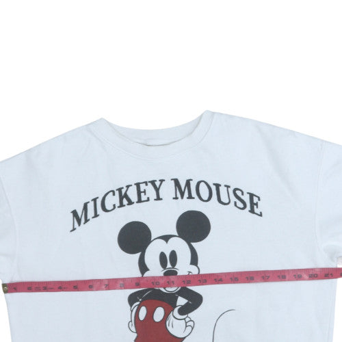 H&M Disney Mickey Mouse White Sweatshirt Women Teens UK 12-14 Crew Neck Pullover