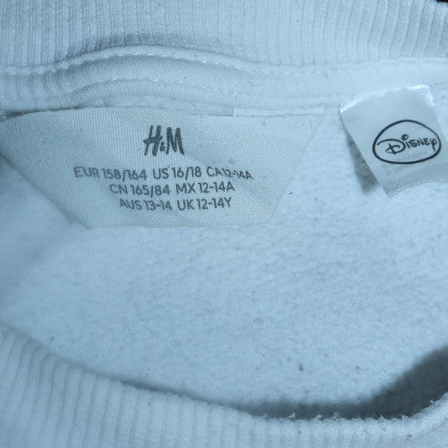 H&M Disney Mickey Mouse White Sweatshirt Women Teens UK 12-14 Crew Neck Pullover