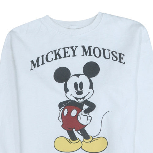 H&M Disney Mickey Mouse White Sweatshirt Women Teens UK 12-14 Crew Neck Pullover