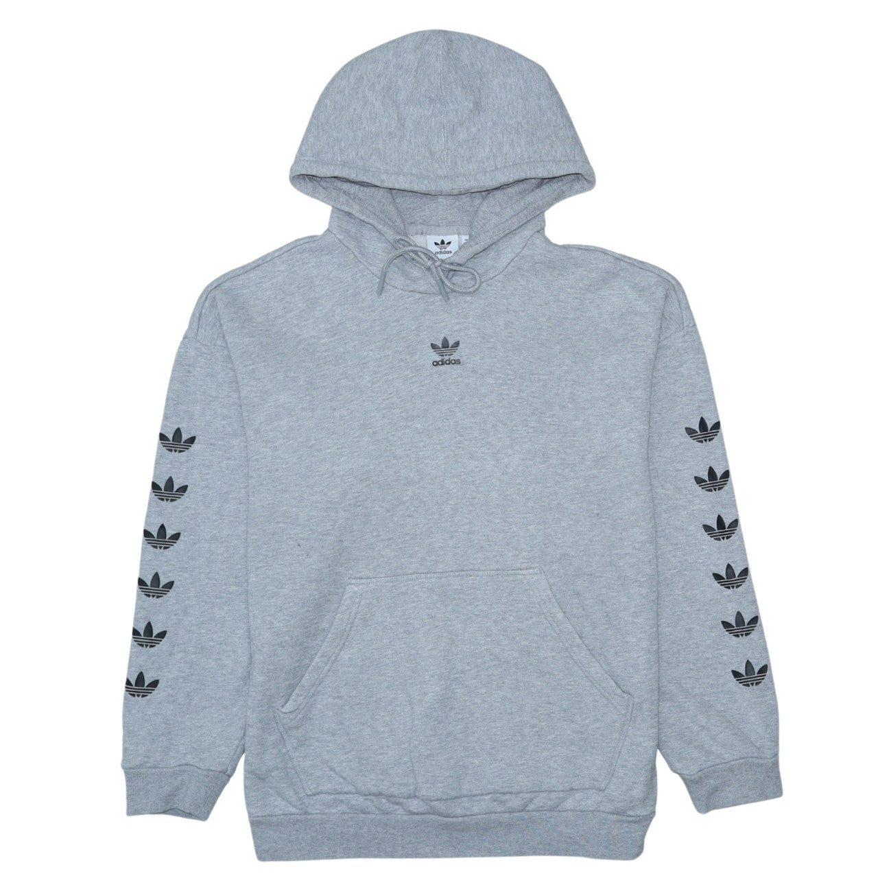 Adidas Womens Grey Hoodie Size 8 Pullover Logo Print Sweatshirt