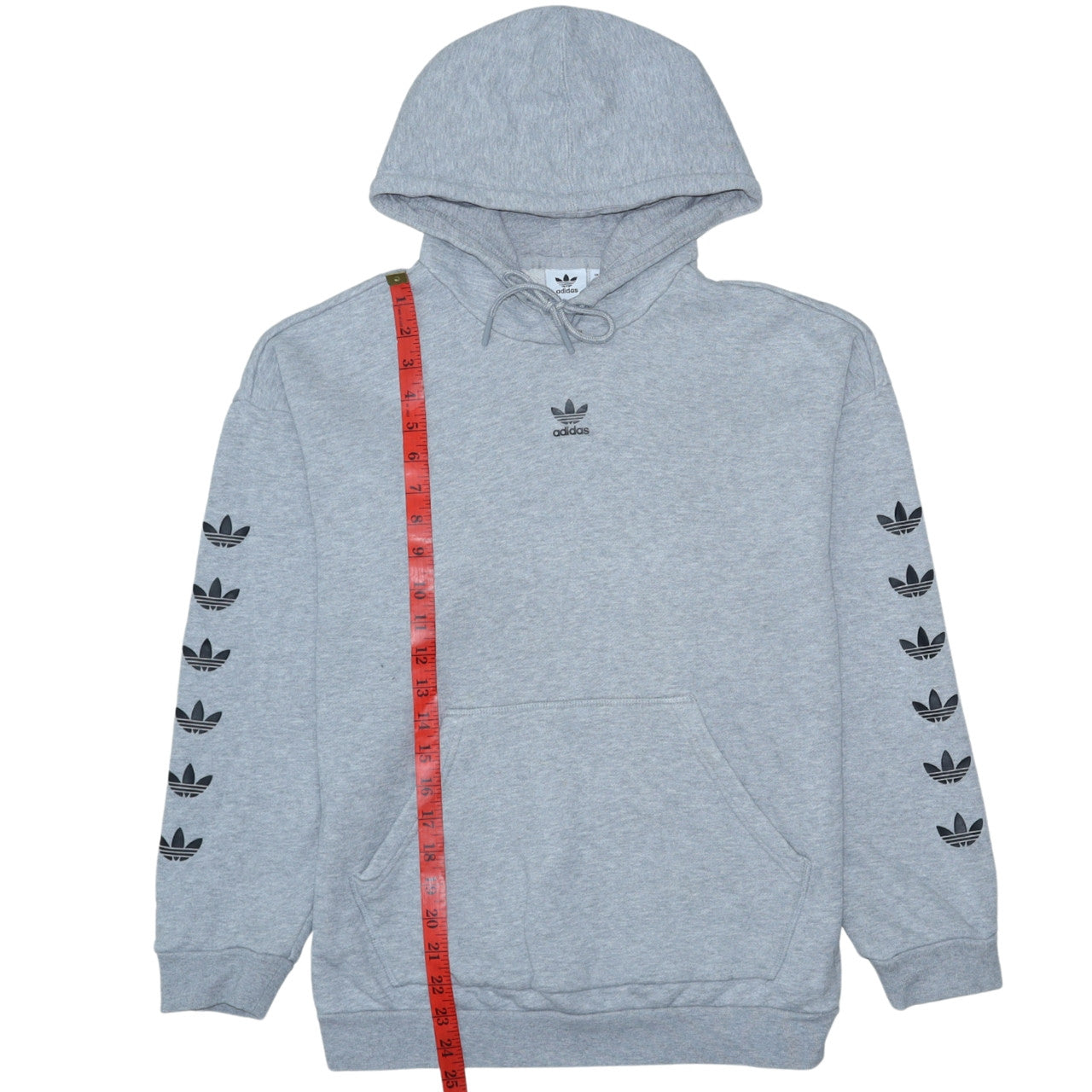 Adidas Womens Grey Hoodie Size 8 Pullover Logo Print Sweatshirt