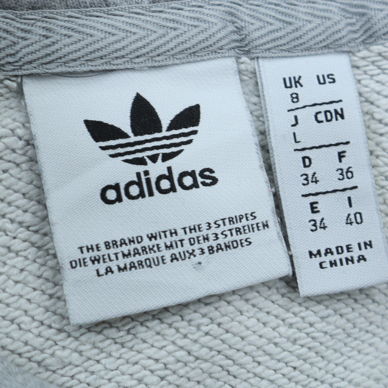 Adidas Womens Grey Hoodie Size 8 Pullover Logo Print Sweatshirt