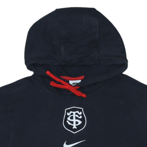 Nike Men's Black M Pullover Hoodie with Red Drawstring and Logo