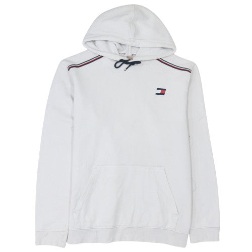 Tommy Sport Men's White Pullover Hoodie Size L Fleece Logo Sweatshirt