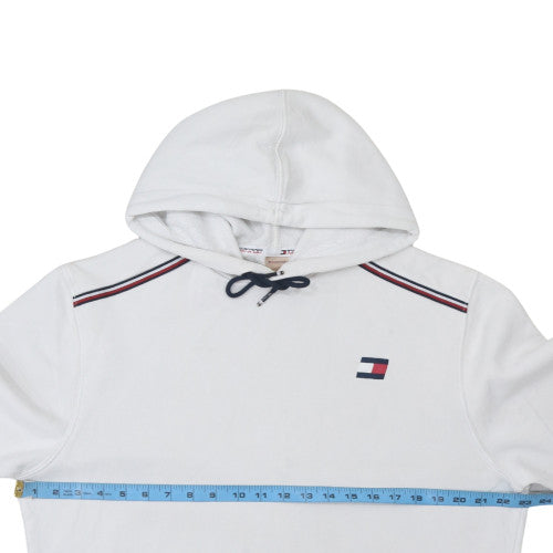 Tommy Sport Men's White Pullover Hoodie Size L Fleece Logo Sweatshirt