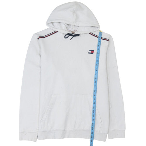 Tommy Sport Men's White Pullover Hoodie Size L Fleece Logo Sweatshirt