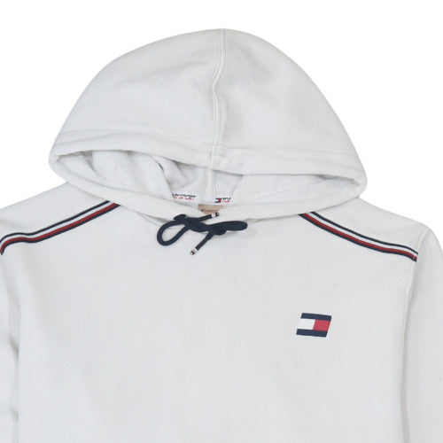 Tommy Sport Men's White Pullover Hoodie Size L Fleece Logo Sweatshirt