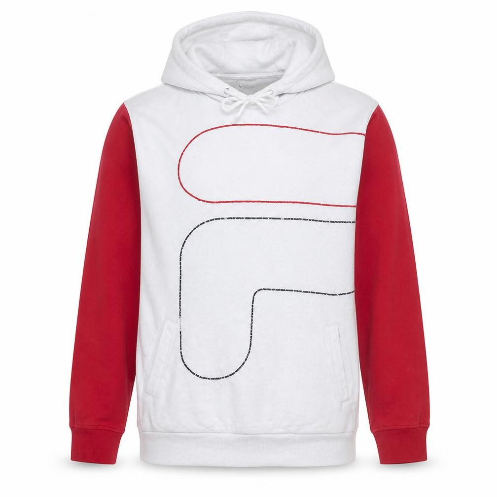 Fila Men's White and Red Pullover Hoodie L Cotton Blend