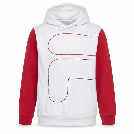 Fila Men's White and Red Pullover Hoodie L Cotton Blend