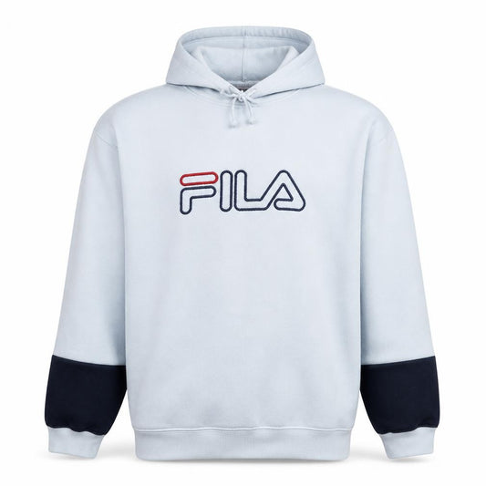FILA Men's White Pullover Hoodie L Logo Fleece Sweatshirt
