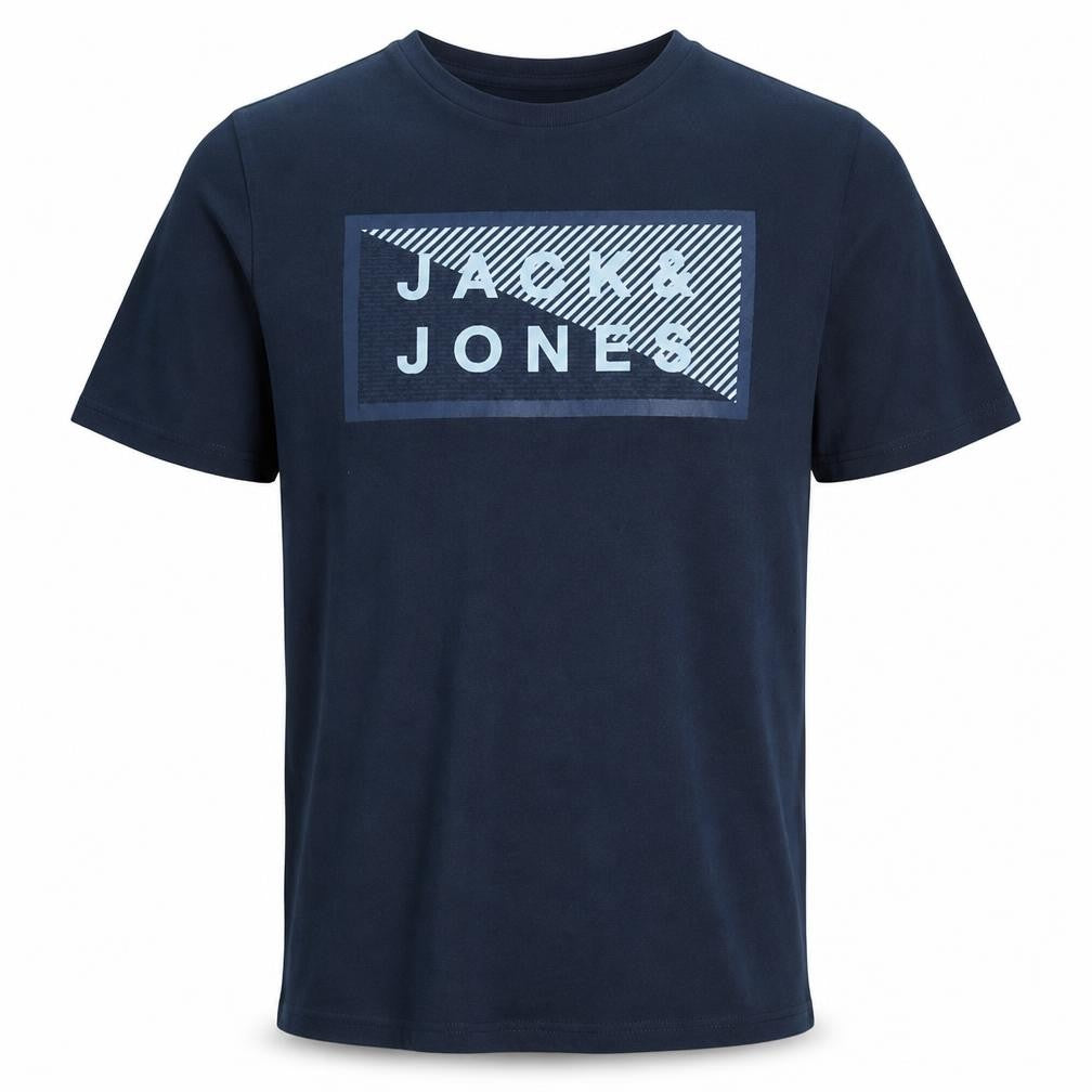 Jack & Jones Men's Blue Graphic Logo Polo Shirt Size S