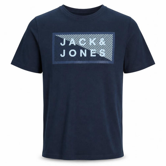 Jack & Jones Men's Blue Graphic Logo Polo Shirt Size S