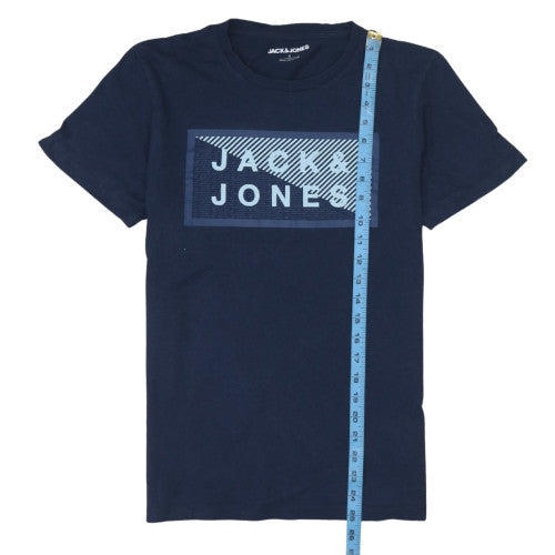 Jack & Jones Men's Blue Graphic Logo Polo Shirt Size S