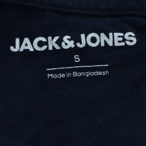 Jack & Jones Men's Blue Graphic Logo Polo Shirt Size S