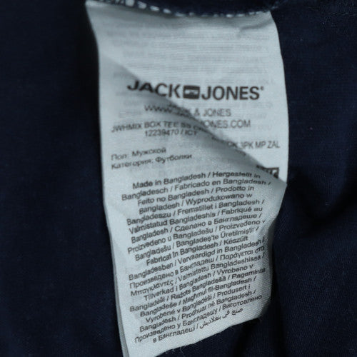 Jack & Jones Men's Blue Graphic Logo Polo Shirt Size S