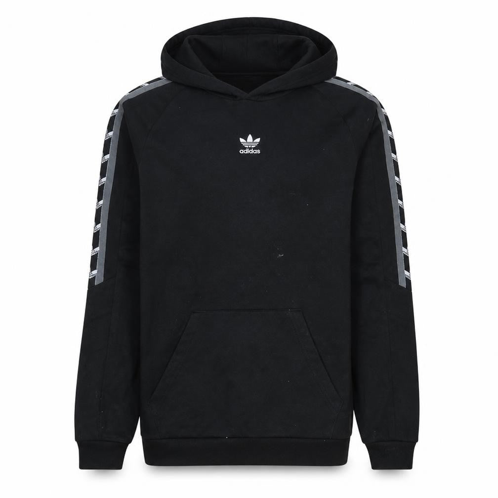 Adidas Men’s Black Small Pullover Hoodie with Logo & Stripes