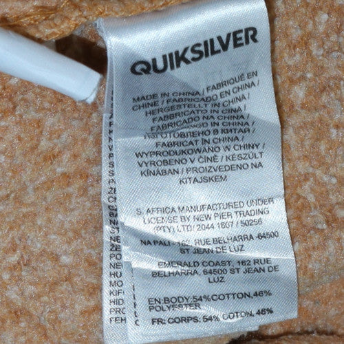 Quiksilver Teens Brown & Navy Full Zip Hoodie Size M