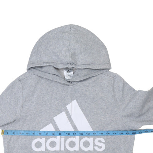 Adidas Womens Grey Pullover Hoodie L16-18 Classic Logo Sweatshirt
