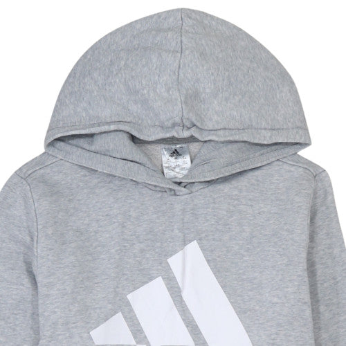 Adidas Womens Grey Pullover Hoodie L16-18 Classic Logo Sweatshirt
