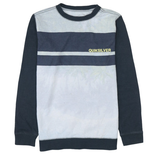 Quiksilver Men's Blue Stripe Logo Crew Neck Sweatshirt Size S