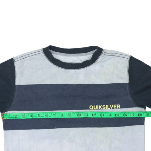 Quiksilver Men's Blue Stripe Logo Crew Neck Sweatshirt Size S