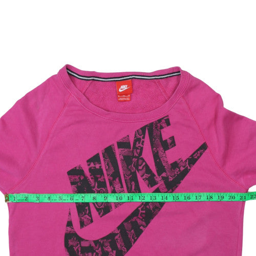 Nike Womens Pink Crew Neck Logo Pullover Sweatshirt M