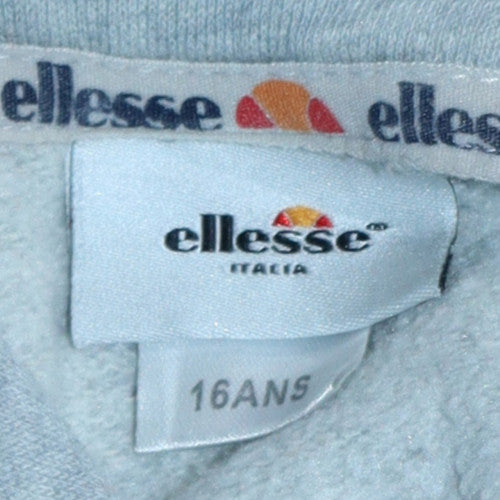Ellesse Boys Grey Hoodie 16 Years Pullover Fleece Logo Sweatshirt