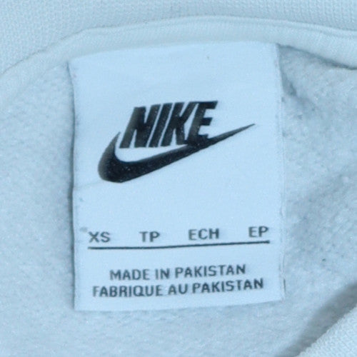 Nike Women White XS Pullover Sweatshirt Crew Neck Cotton Blend