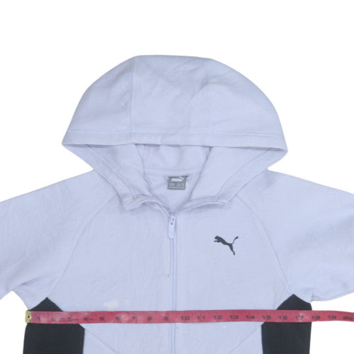 Puma Girls White Full Zip Hoodie 15-16 Years Sportswear Cotton Blend