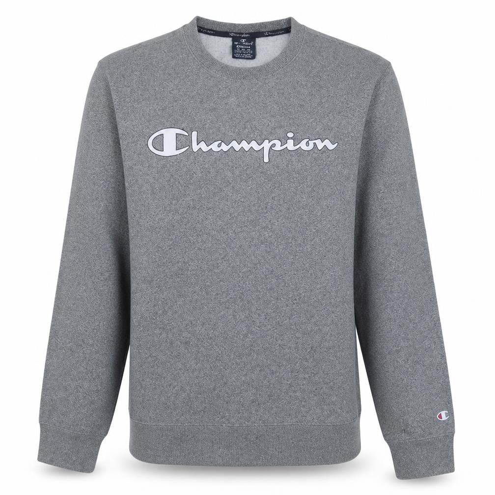 Champion Mens Grey Medium Pullover Sweatshirt Crew Neck Logo Print