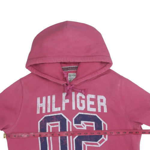 Tommy Hilfiger Women Pink Hoodie Medium Pullover Cotton Blend Casual