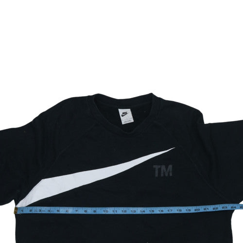 Nike Women Black Large Pullover Sweatshirt Crew Neck Logo Cotton Blend