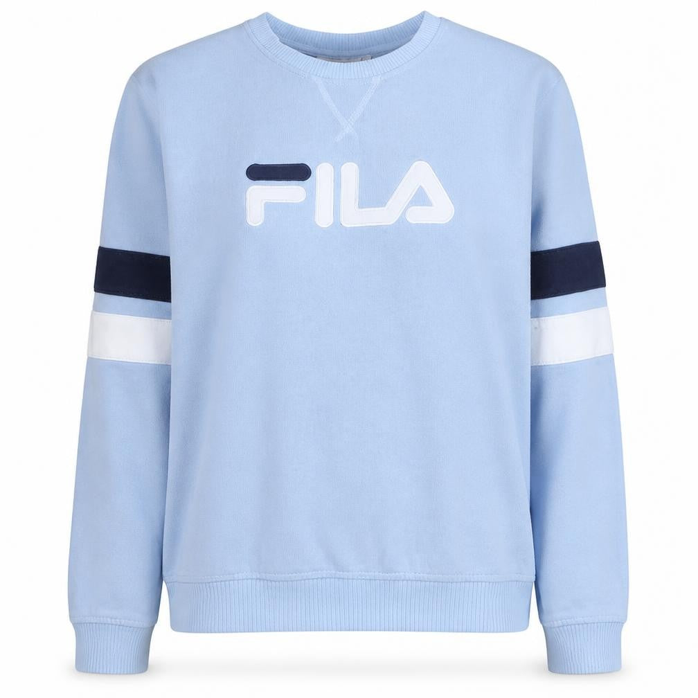 FILA Womens Light Blue Logo Sweatshirt L Cotton Blend Casual
