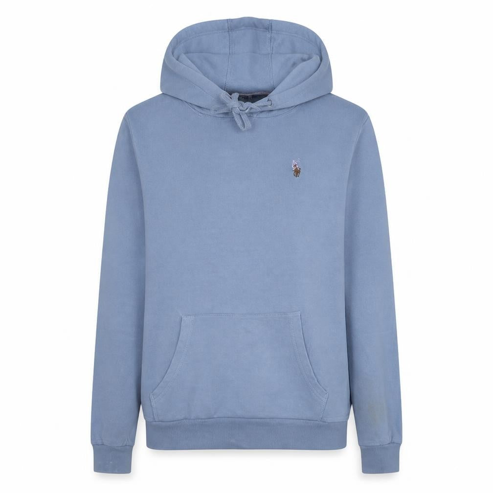 U.S. Polo Assn Women Blue Pullover Hoodie L Cotton Blend Logo Sweatshirt