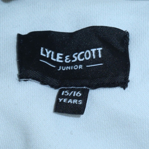 Lyle & Scott Boys White Pullover Hoodie 15-16 Years Cotton Fleece