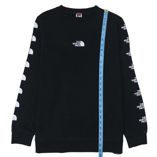 The North Face Womens Black Large Logo Sleeve Cotton Sweatshirt