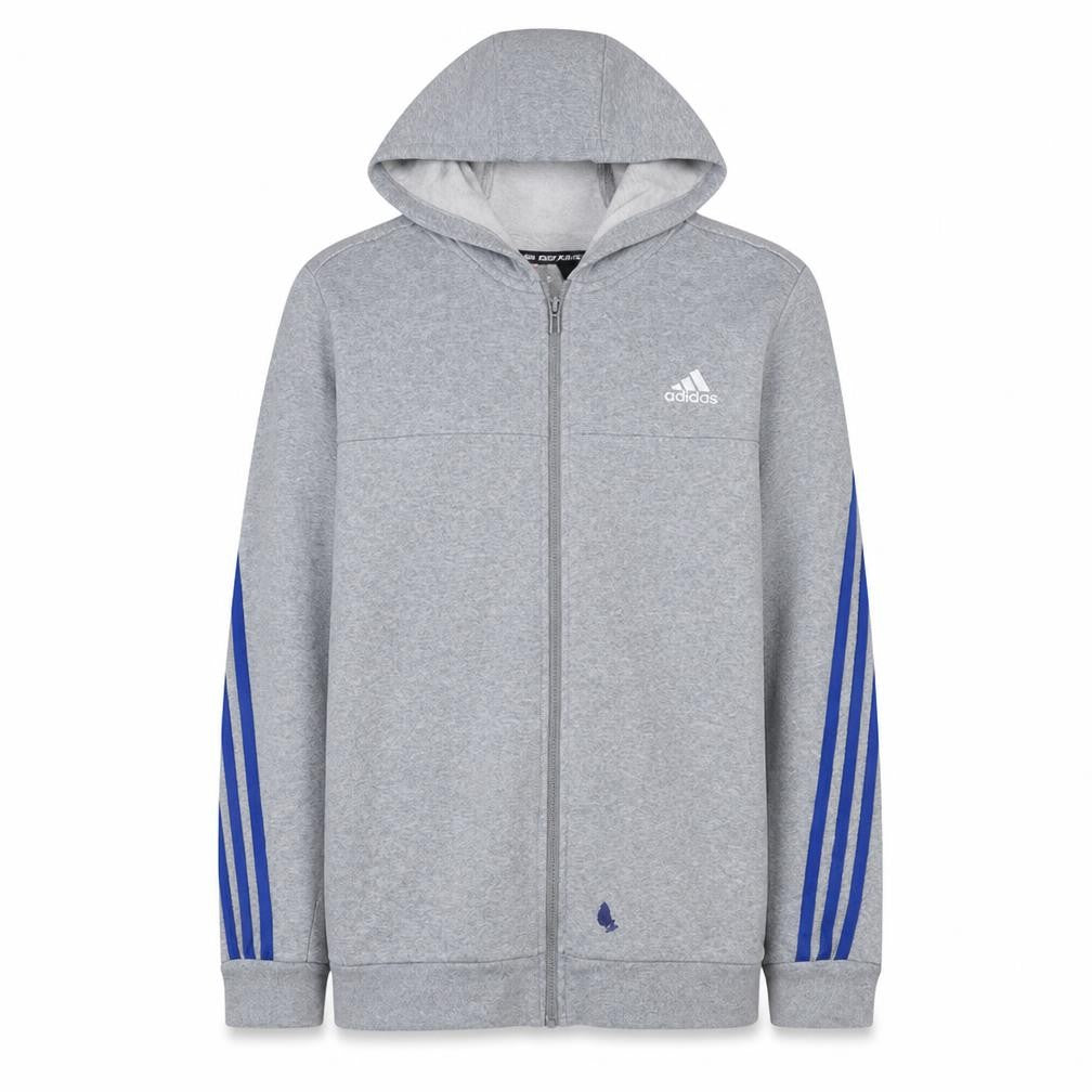 Adidas Men's Grey Full Zip Hoodie L Regular Fit Sportswear