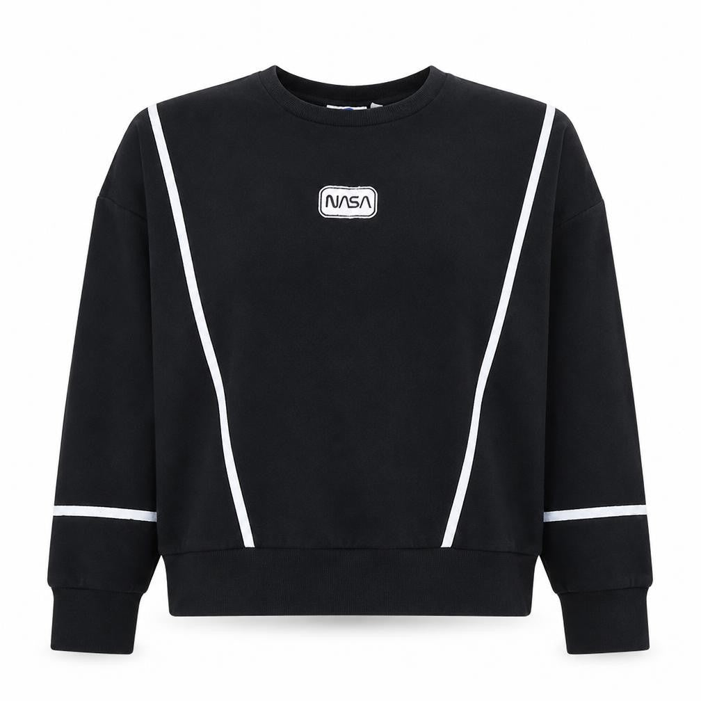 NASA Womens Black Crew Neck Pullover Sweatshirt Size 10/12