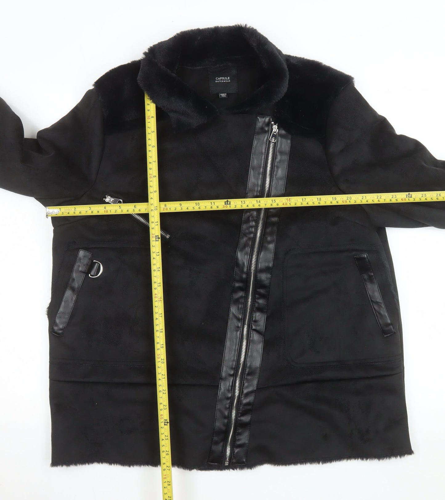 Capsule Outerwear Women's Black Faux Suede Biker Jacket Size 18