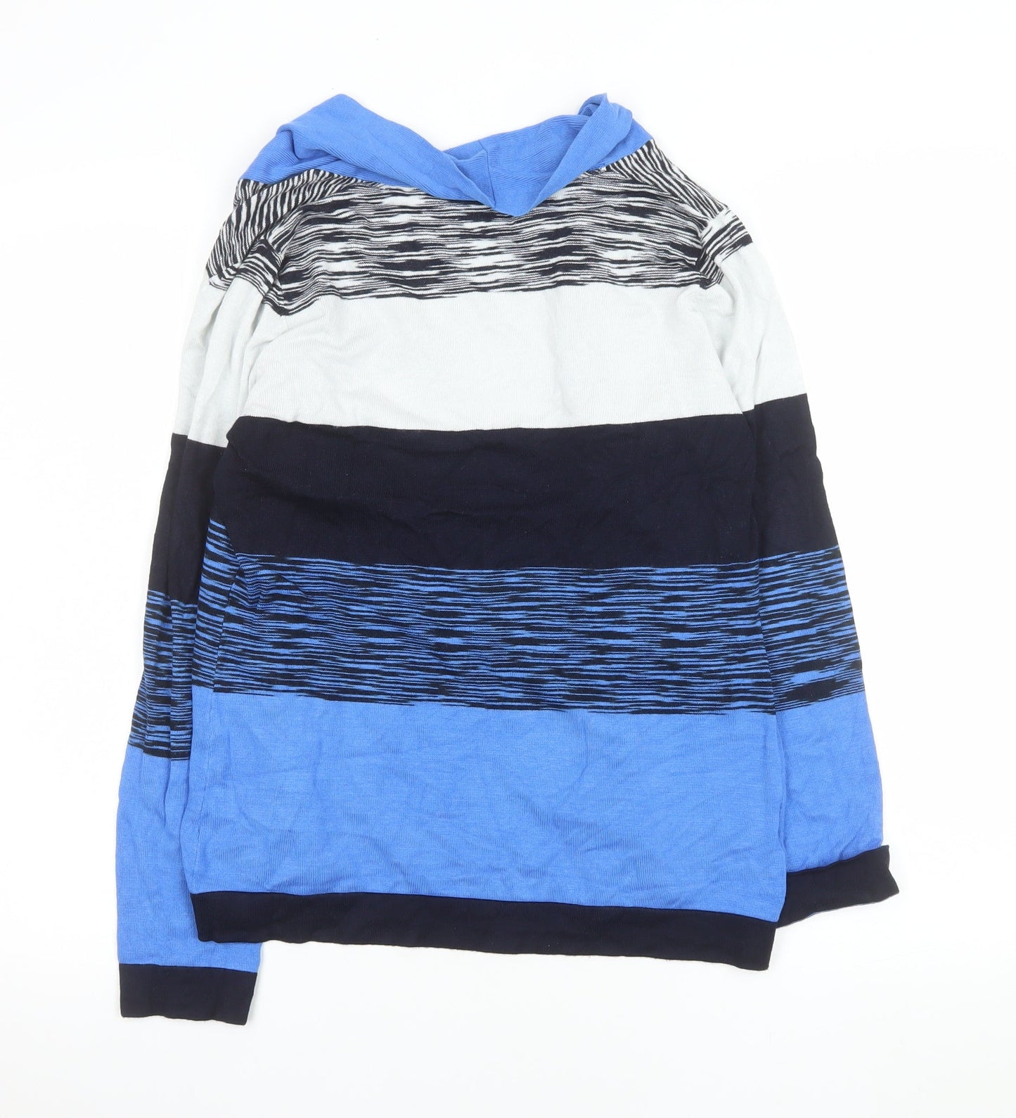 CC Women Blue Striped Open Front Cardigan Size S Lightweight Knit
