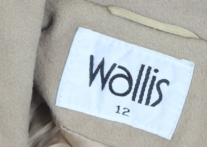 Wallis Women Beige Wool Cashmere Blend Coat Size 12 Classic Buttoned Style