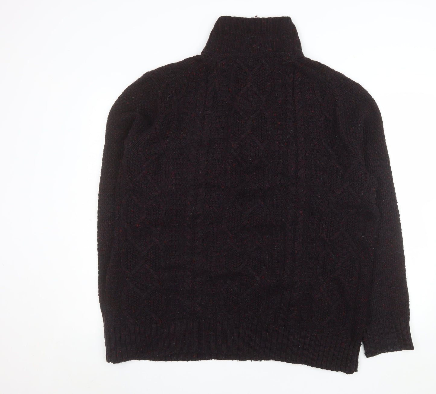 FatFace Men's Brown Cable-Knit Wool Henley Jumper XL