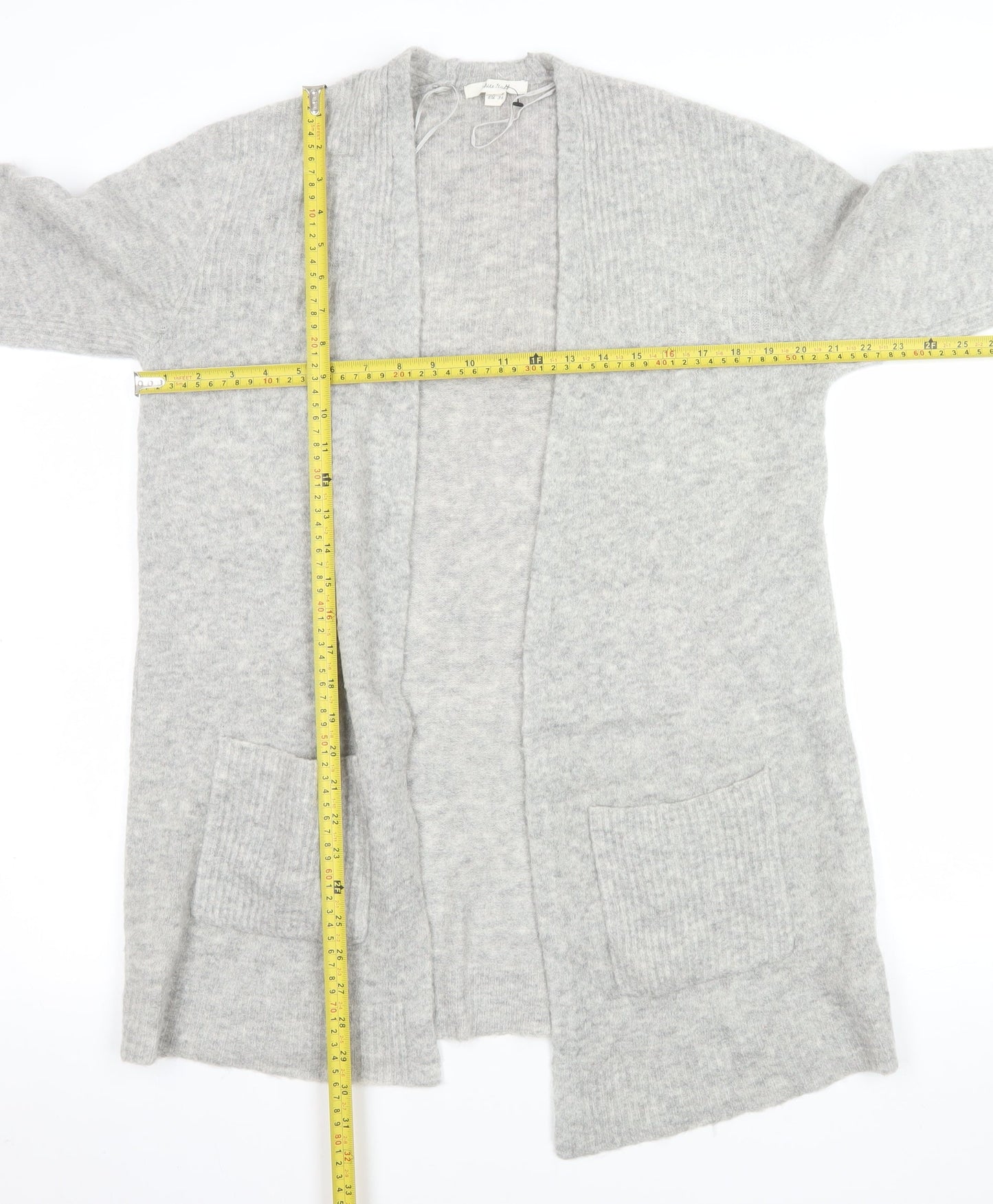 White Stuff Women’s Grey Long Sleeve Open Knit Cardigan Size 8