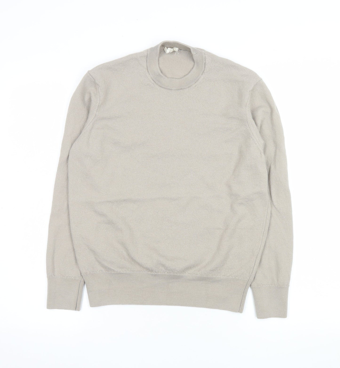 Zara Origins Men's Beige Wool Blend Crew Neck Jumper M